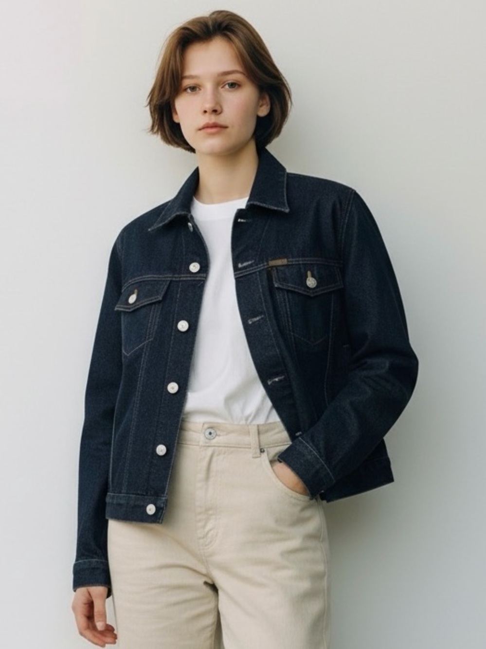 Vintage Lauren Jeans Co Denim Fully Lined Trucker Jacket - Size Small - Picture 1 of 7